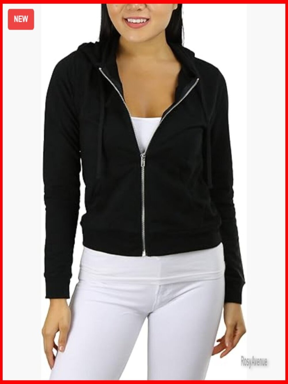French Terry Zip-Up Hoodie Active Jacket with Metal Zipper